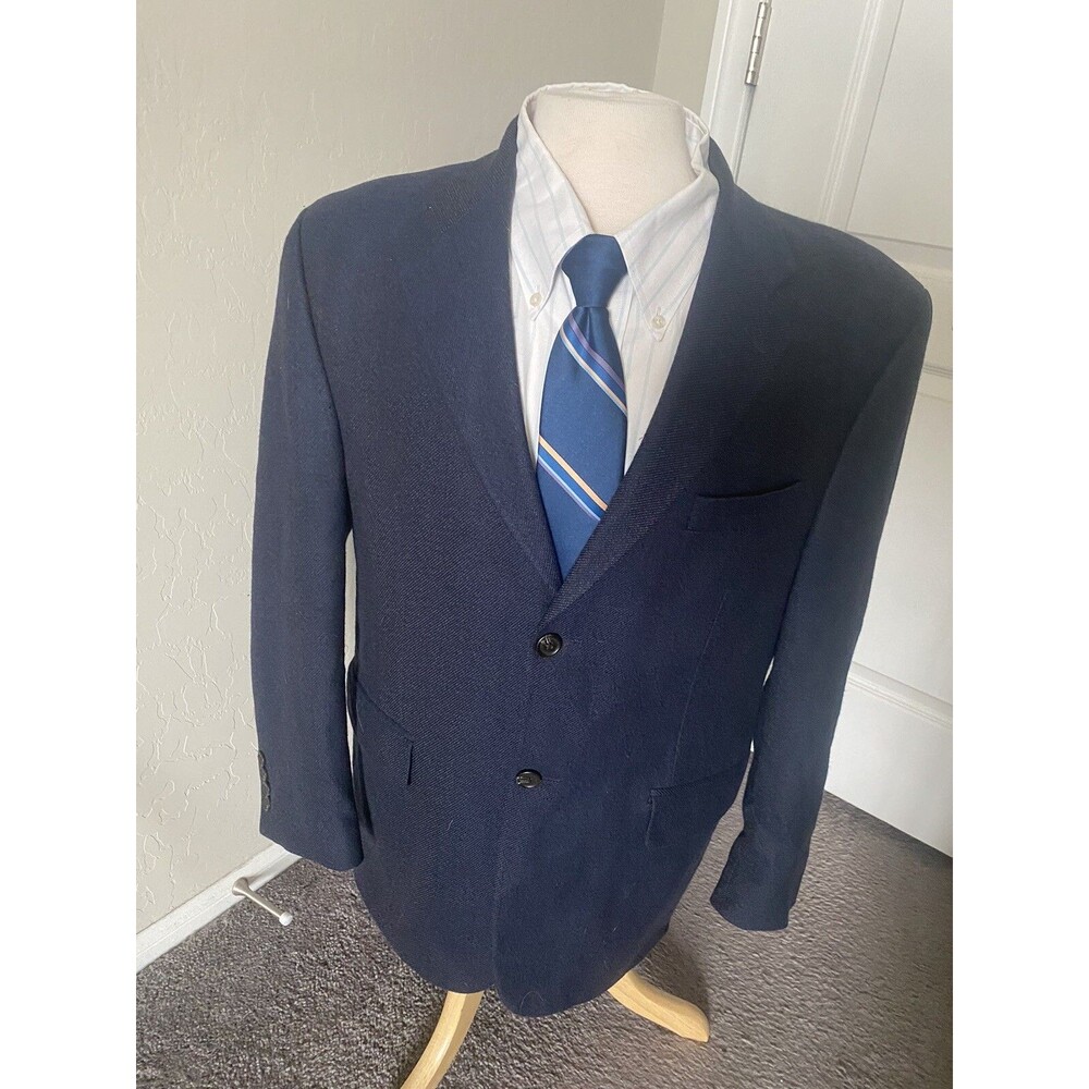 Ralph Lauren Blue 2-Button Sports Coat Hanger 18 Lambswool 42 Small